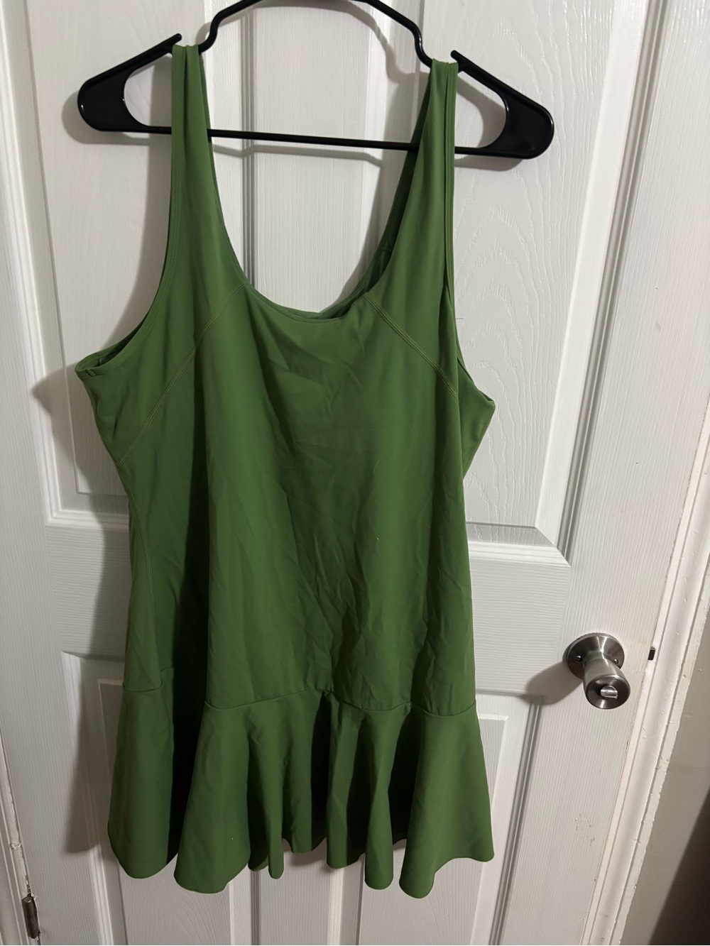 Green Ruffle Hem Tank Athletic Dress
